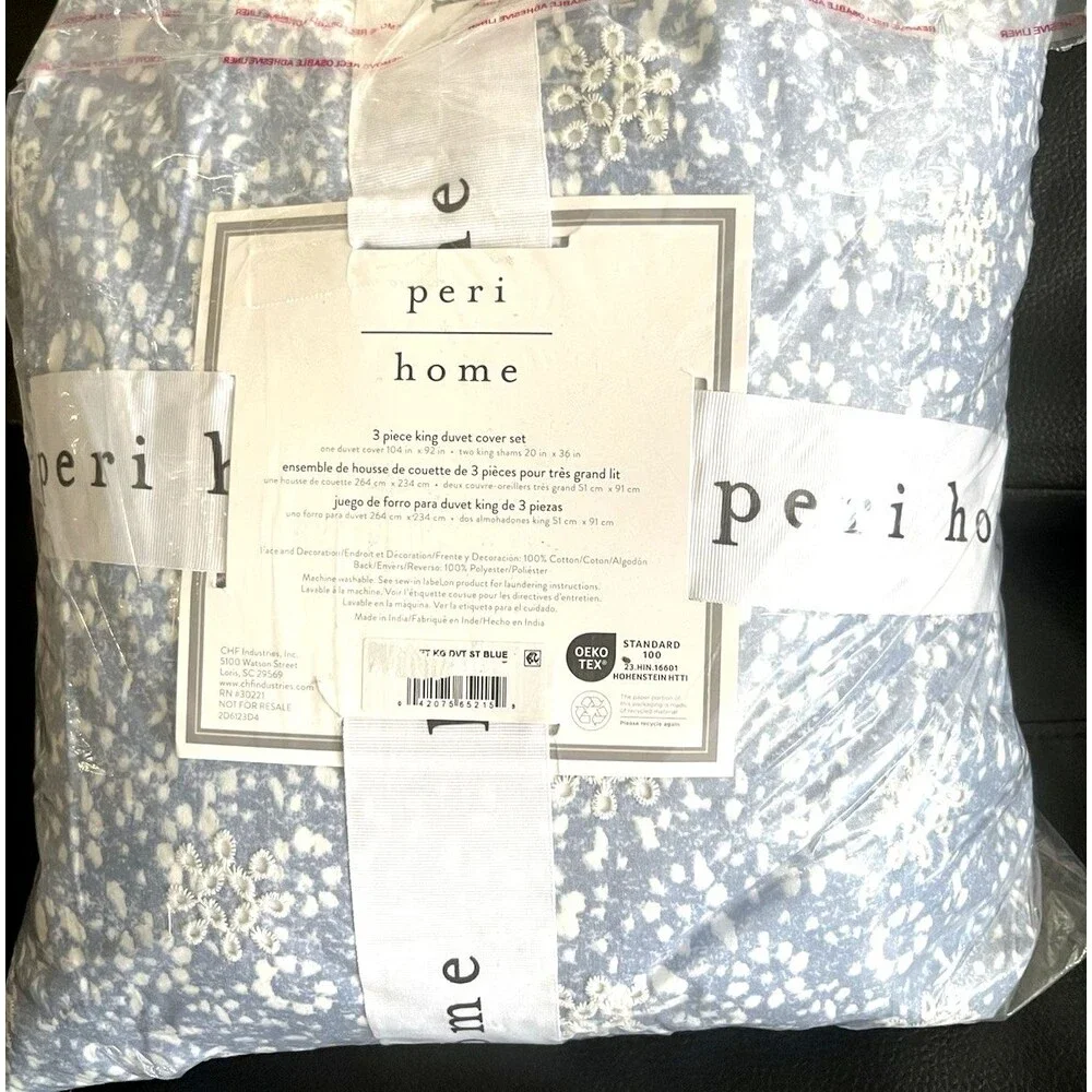 Peri Home Ikat Eyelet 3-Piece King Duvet Cover Set Bedding